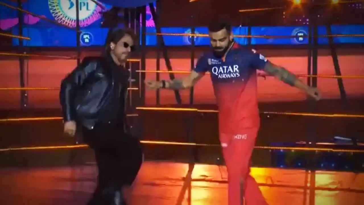ipl 2025 opening ceremony shah rukh khan virat kohli dance on jhume jo pathaan